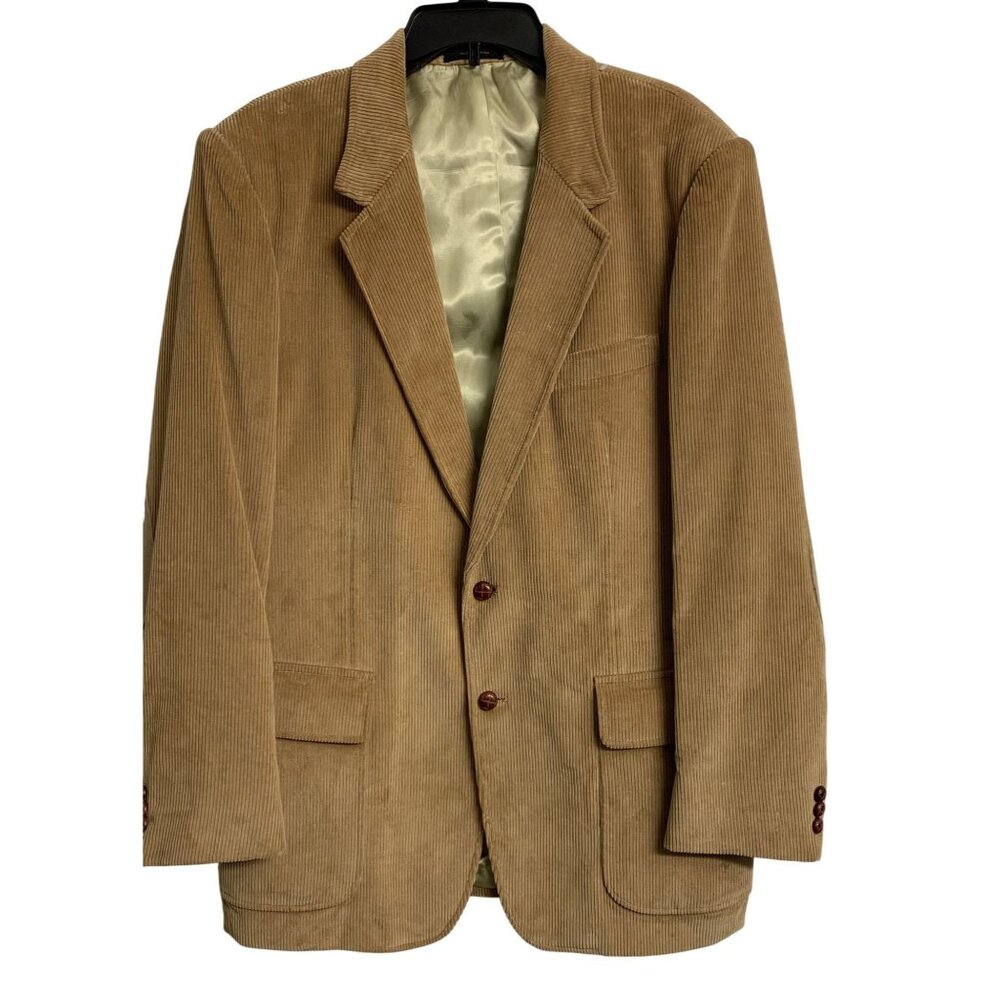 Men's Corduroy 42L Classic Casual Sport Coat Jacket Blazer‎ Tan